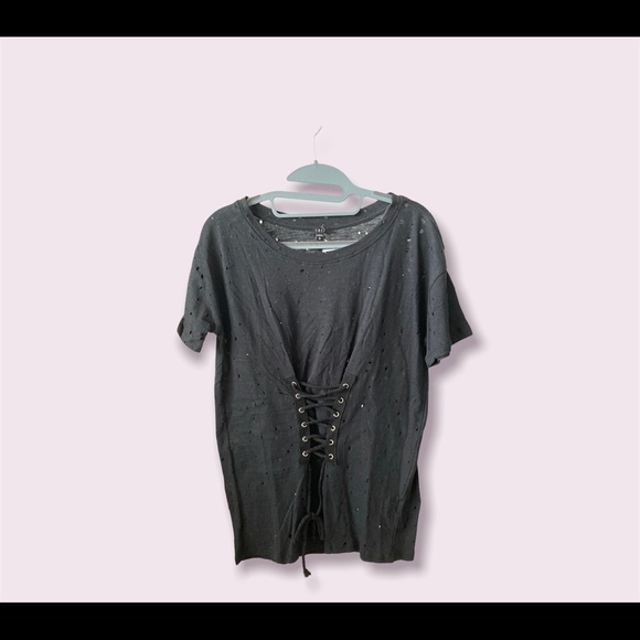 IRIS Black Short Sleeves Perforated Small Jr TShirt BNWT - Picture 5 of 5